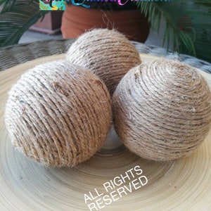 Rustic decor rope ball, in sets of three or individual, coastal home decor, Jute rope ornament, Christmas ball ornament, rustic bowl fillers