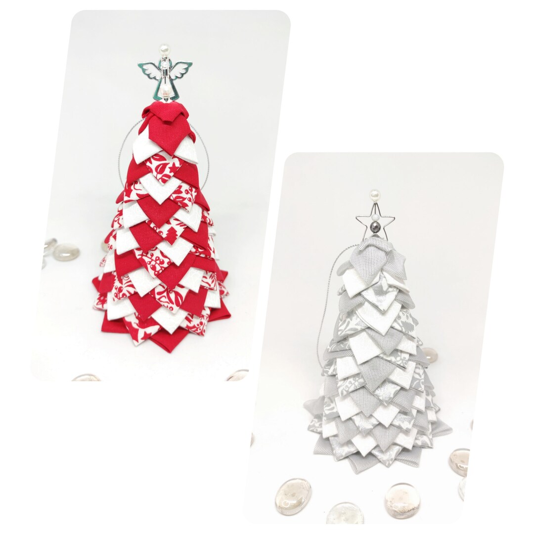 Mini Tabletop Tree Folded Fabric Tree Ornament Quilted Etsy