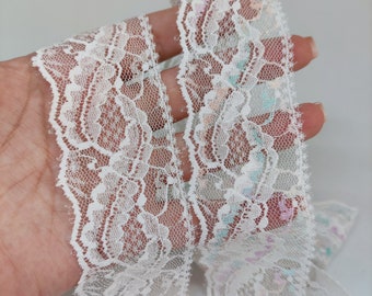 Nylon flowery trim lace by the meter, beautiful lace 4.5 cm (1.8 inches) available in two colors, DIY sewing projects, sewing craft supplies