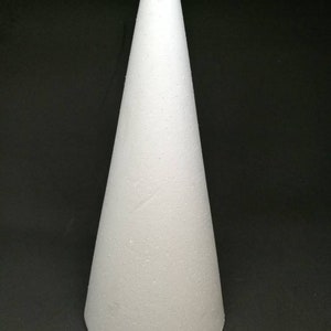 Conos grandes de poliestireno, juego de tres conos de poliestireno, altura 20 cm (7,87") o 25 cm (9,84"), diámetro de la base 9 cm (3,54") o 10 cm (4"), bricolaje