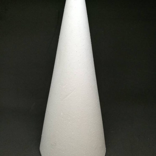 Große Styroporkegel, drei Styroporkegel im Set, Höhe 20 cm oder 25cm (9.84“), Durchmesser Sockel 9 cm oder 10cm, DIY