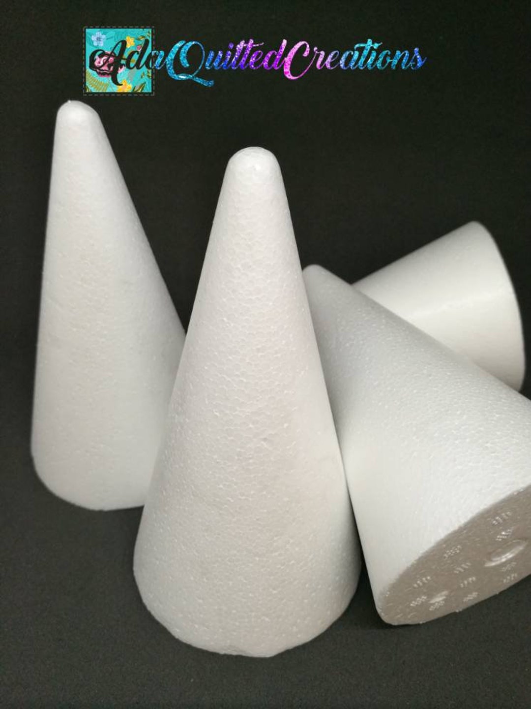 Mini Styrofoam Cones, Set of Six Polystyrene Cones, Height 12,5 Cm 4.92