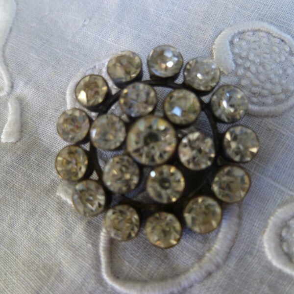 bouton ancien strass 25 mm Antique button