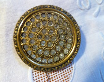 large antique button French Bouton ancien metal fond brillant 33 mm antique button