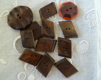 Little vintage buttons petits boutons plastique vintage 21 x 14 mm marron