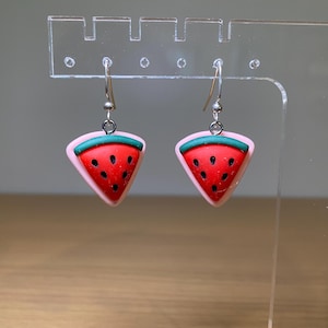 Watermelon Dangle Drop Earrings, Fish Hook Earrings, Watermelon Kawaii Earrings, Summer Fun Earrings