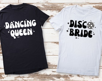 Discobrud, Dancing Queen SVG, digitala PNG-filer, brudens sista disco-möhippa-tröja, digitala filer för möhippa-tema