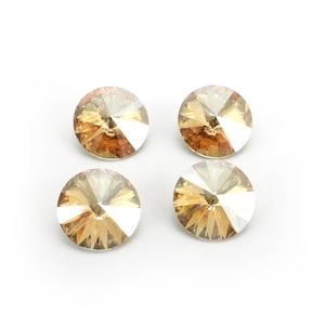 4 pcs Swarovski crystal rivolis, round, article 1122, Crystal Golden Shadow color, yellow beige Irina Miech, 12mm