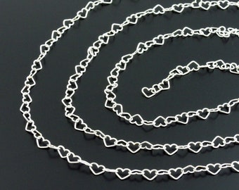 One foot of sterling silver heart shaped link chain, 4.5mm, Irina Miech