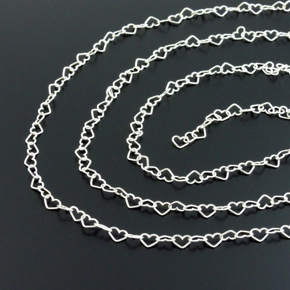 One Foot of Sterling Silver Heart Shaped Link Chain 4.5mm Irina