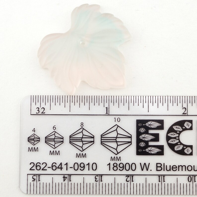 German Matte Glass Flatback closeout #L30-34M 30mm Large Pastel Grape Leaf Bead