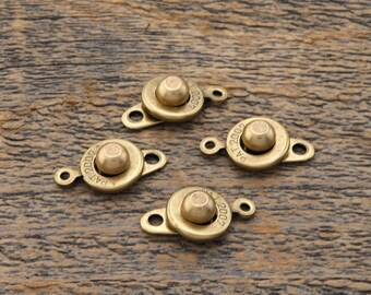 Four snap clasps, antique brass, two part components, jewelry making supplies, Irina Miech