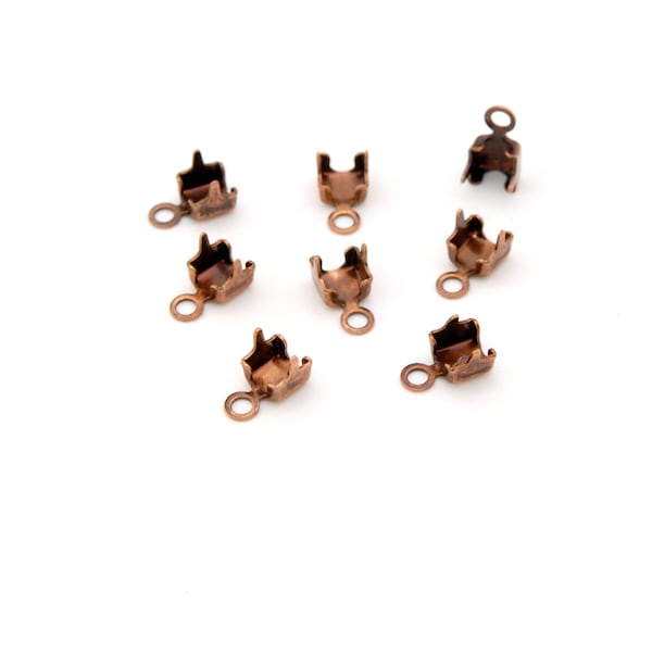 8 pcs 4mm cup chain findings, copper plated base metal connectors, Irina Miech