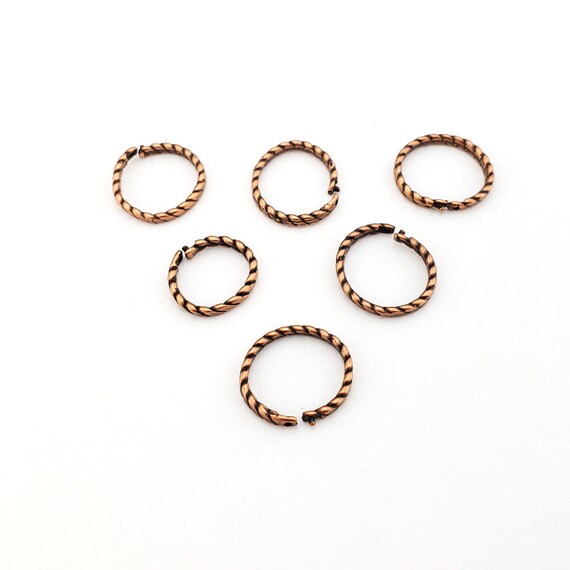 6 Pcs Twisted Locking Jump Rings Copper Finish Brass Etsy
