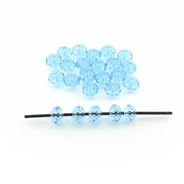 24 pcs Swarovski crystal rondelle beads, light blue aquamarine color, article 5040, Irina Miech, 4mm