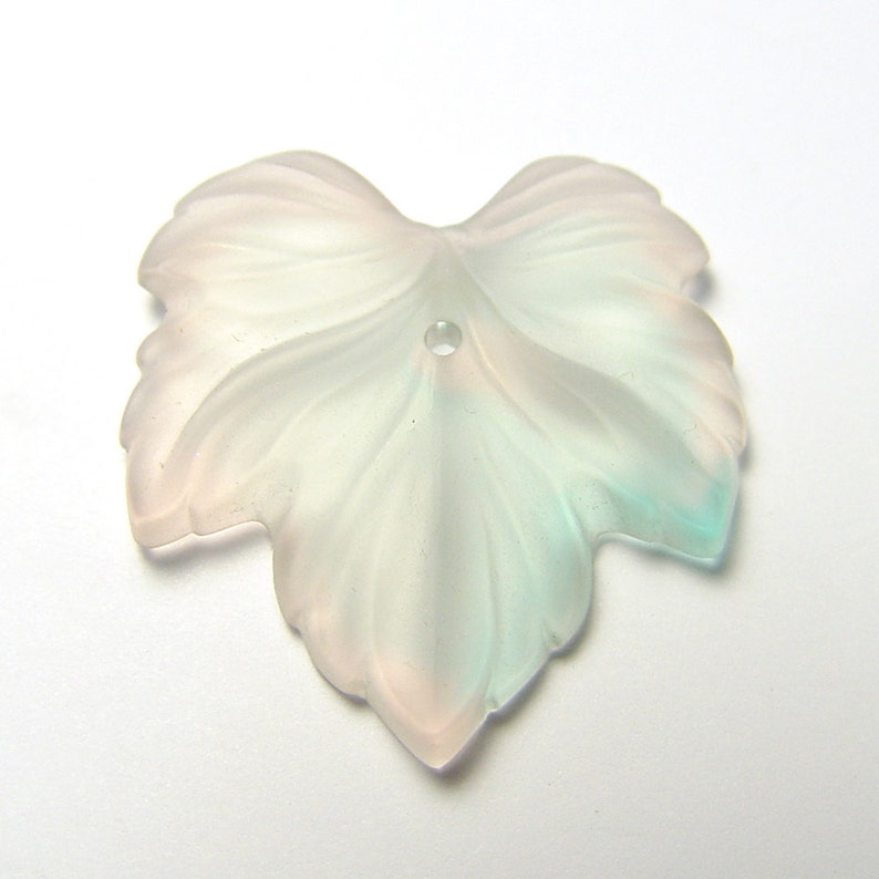 German Matte Glass Flatback closeout #L30-34M 30mm Large Pastel Grape Leaf Bead