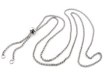 Smart bead lariat, stainless steel rolo chain, adjustable length, create your own jewelry, Irina Miech