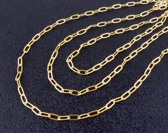 Two feet of paper clip chain, bright gold plated brass, 6mm, Irina Miech