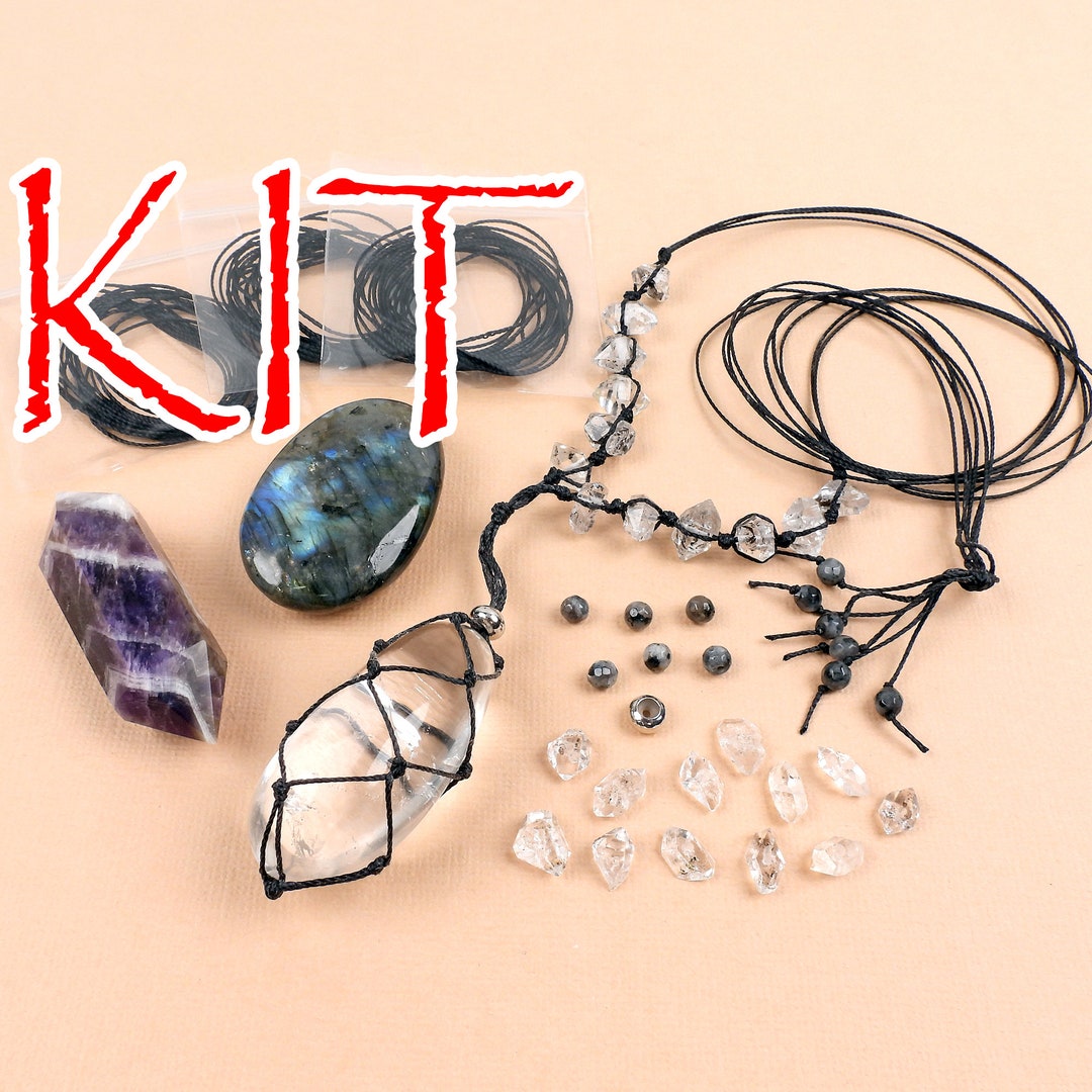 KIT Knotted Interchangeable Gemstone Necklace Herkimer Etsy