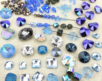 Swarovski designer assortment, curated collection of crystals, shades of blue, selected by Irina Miech
