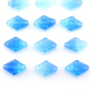 12 pcs Two Tone Flat Art Deco Style Beads, Transparent Blue and Aqua Glass Beads, German, 14mm, closeout #S114-77
