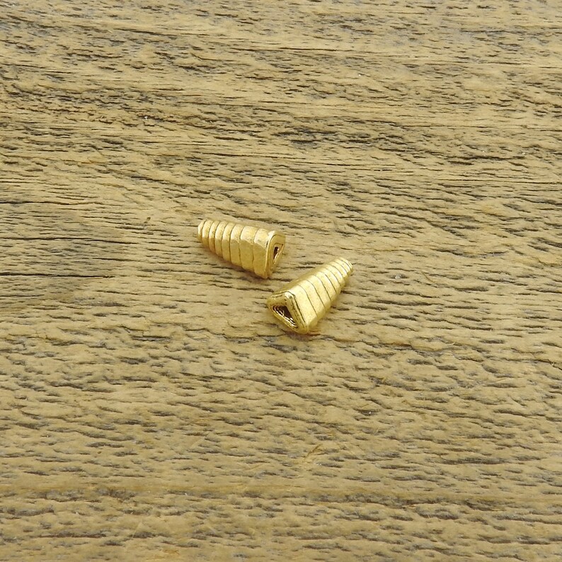 funky pattern Irina Miech 9mm gold plated sterling silver 2 pcs vermeil cones Hill Tribe