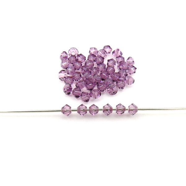 48 pcs small Swarovski crystal bicone beads, iris, purple article 5328 xilion cut, Irina Miech, 3mm