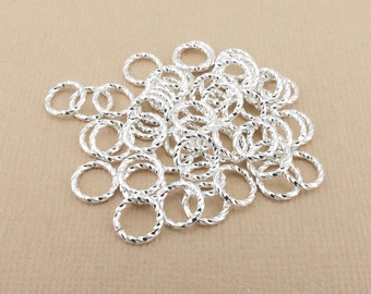 50 pcs twisted jump rings, silver plated brass components, 8mm outer diameter, 16 gauge, Irina Miech