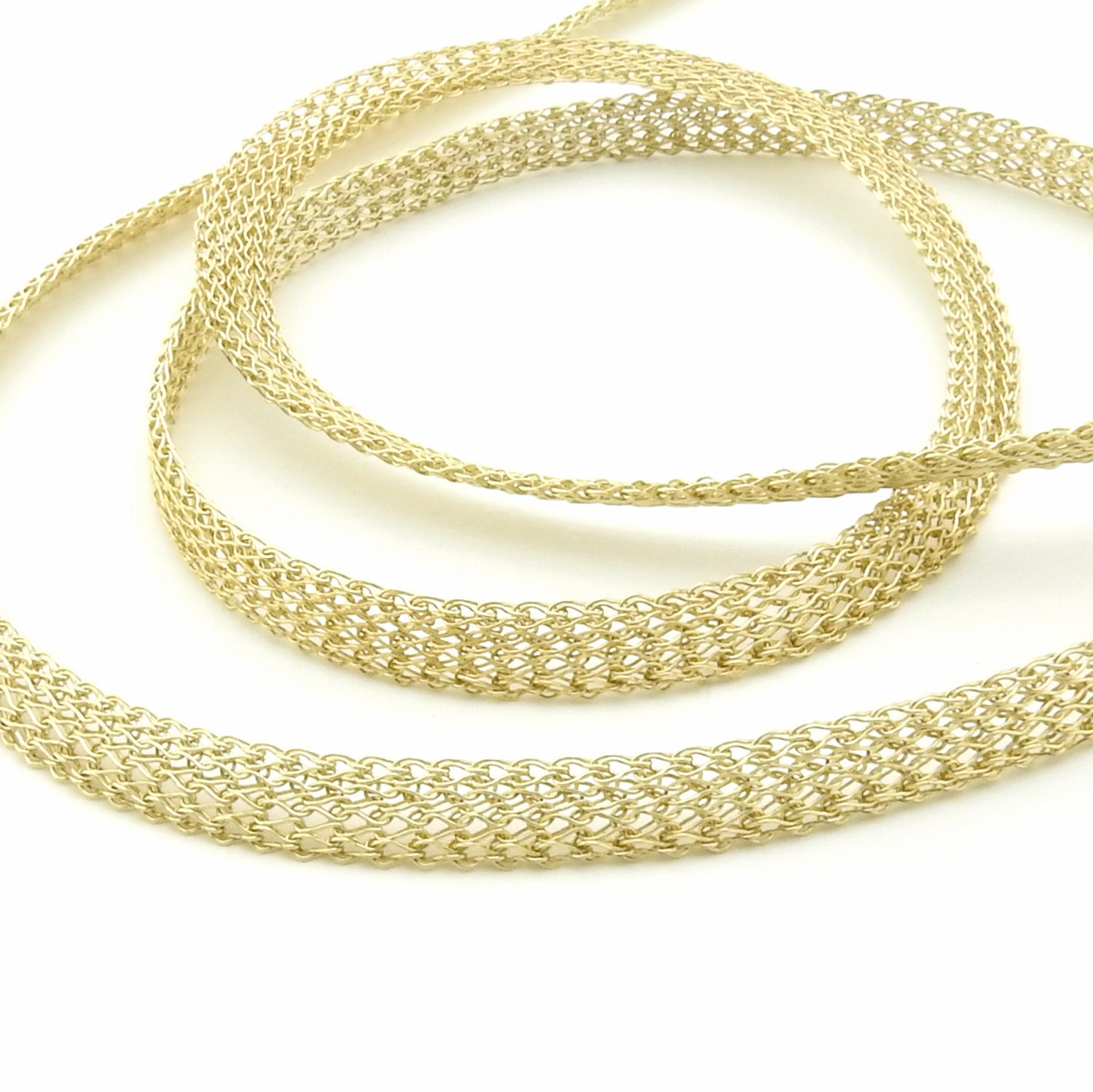 12 inches Hamilton gold finish metal brass mesh chain, SilverSilk, Irina Miech
