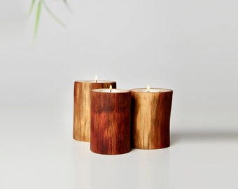 Set of 3 and 5 Wooden Candle Holders, Candlestick Holder, Wood Candle Holder, Home Office, Candle Decor, Sending Love, Gift for Her, Hygge