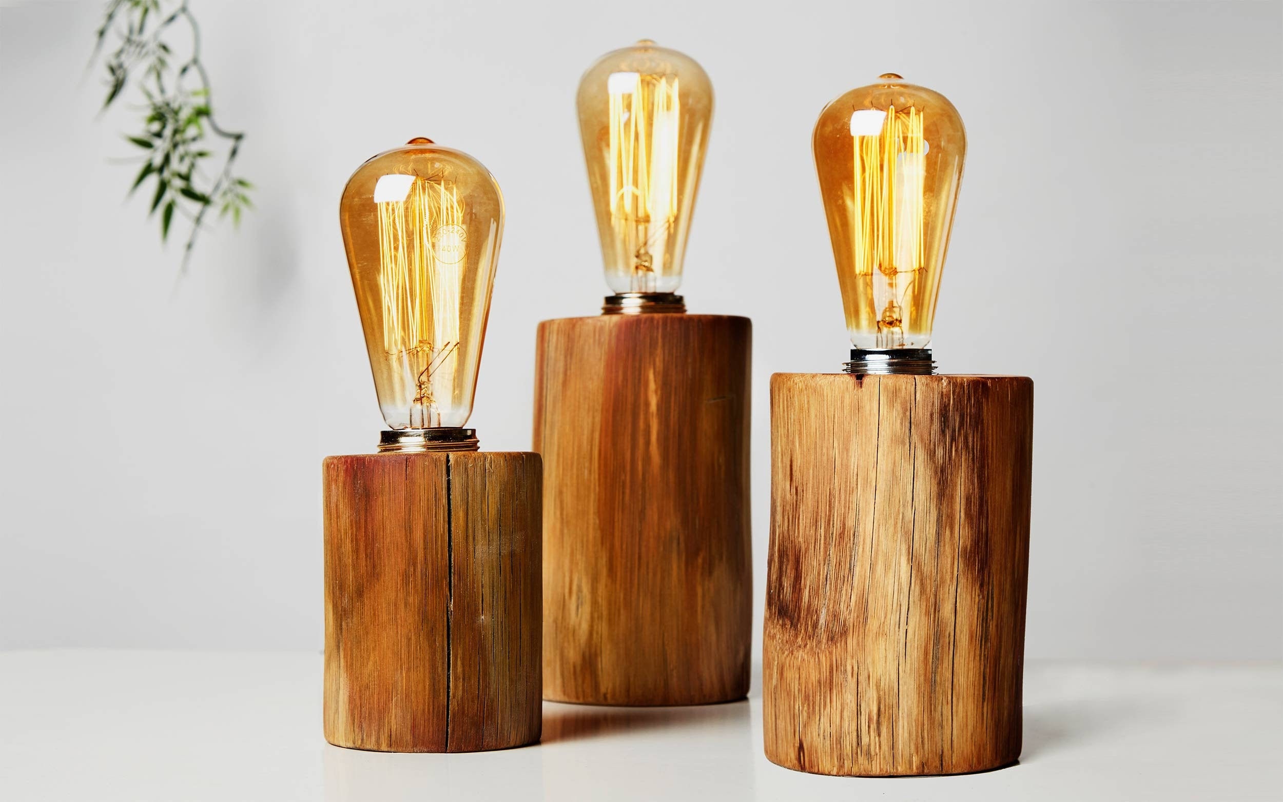 Lampe de Bureau en Bois avec Ampoule Edison, à Domicile, Lampe Chevet, Cylindre, Moderne, Envoi d'am