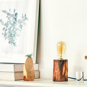 Wood Desk Lamp with Edison Light Bulb, Home Office, Bedside Lamp, Cylinder Lamp, Modern Desk Lamp, Sending Love, Eco friendly, Hygge image 5