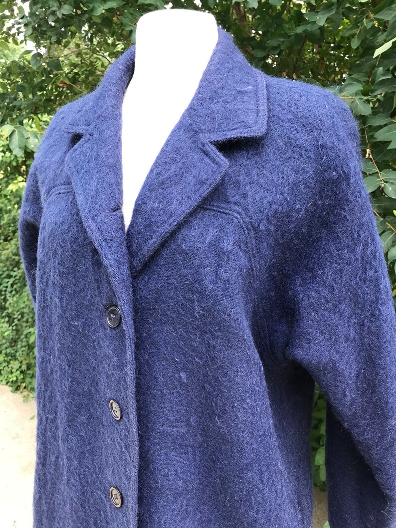Blue Mohair and Wool Coat Vintage 70s Overcoat Lou Fritzel | Etsy