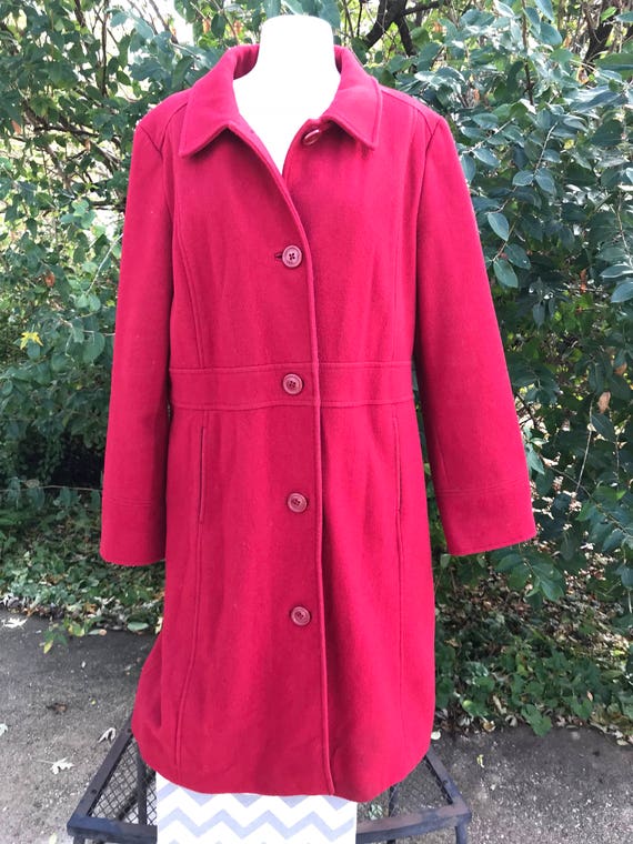 plus size red wool coat