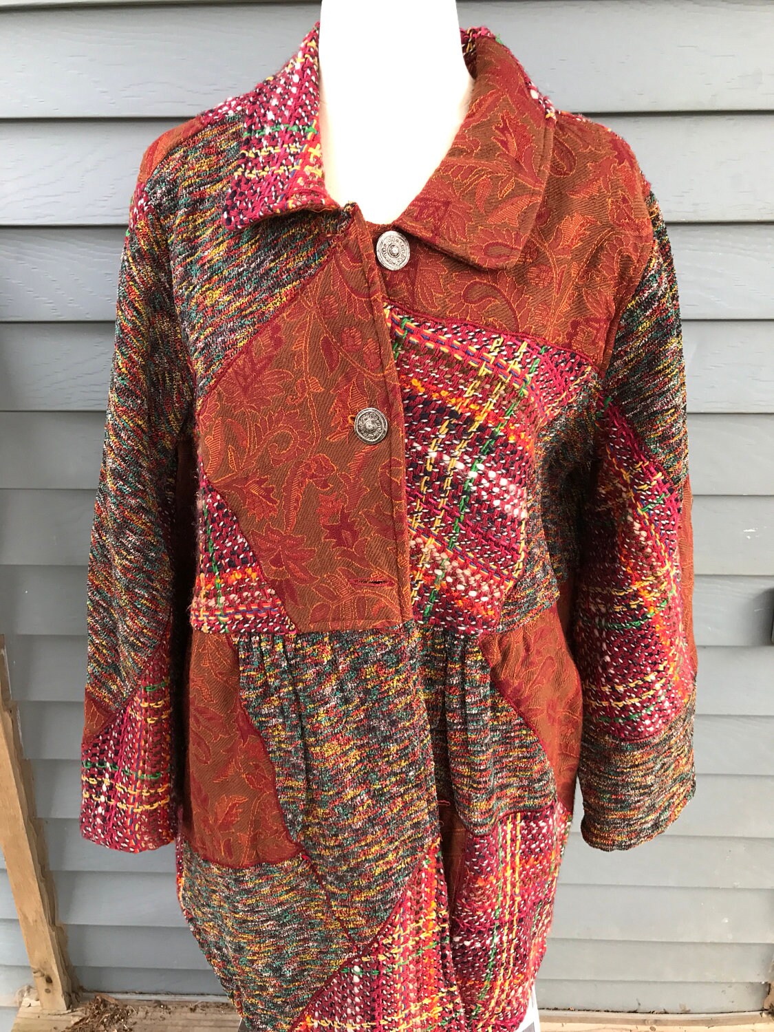 Patchwork Jacket Multifabric Coat Light Weight Plus Size Etsy