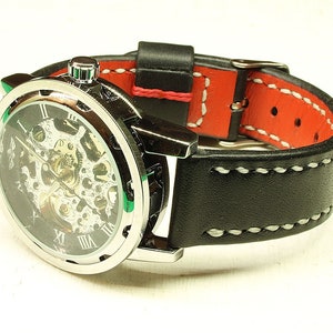 Handmade Watch Strap Black Chromexcel Leather Watch Strap 18mm 22mm 20mm 24mm Watch Strap Leather Leather Watch Strap Watch band 042