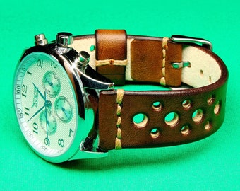 Handmade Rally Watch Strap Brown Chromexcel Leather: 18mm-24mm, Watch Band, Itallian Vegetable Tanned,115