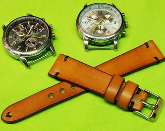 Handmade Watch Strap Whiskey Chromexcel Leather: 18mm-24mm, Watch Band Unisex, Itallian Vegetable Tanned,107