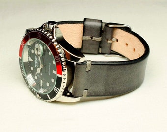 Handmade watch strap Grey Italian Chromexcel leather 22mm, 20mm, 18mm, 24mm, watch band, Watch Strap Leather, Leather Watch Strap
