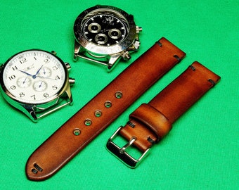 Handmade Watch Strap 18mm, 19mm, 20mm, 21mm, 22mm, 24mm, Leather watch strap with Whiskey Itallian Leather, Unisex Whiskey watch strap, 126