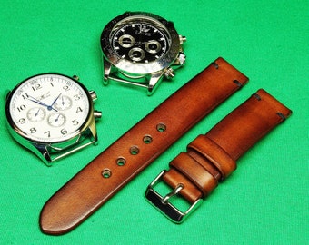 Handmade Watch Strap Whiskey Itallian Chromexcel Leather: 18mm-24mm, Watch Band, Vegetable Tanned,127