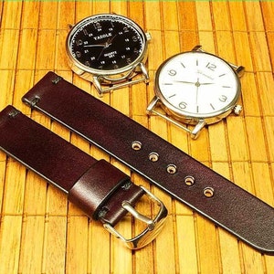 Handmade Blood Burgundy Leather Watch Strap 18mm, 20mm, 22mm, 24mm, Leather watch strap, Watch Strap Leather, watch band,093