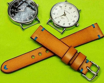 Handmade Watch Strap Brown foxy Chromexcel Leather: 18mm-24mm, Watch Band, Vegetable Tanned, 095