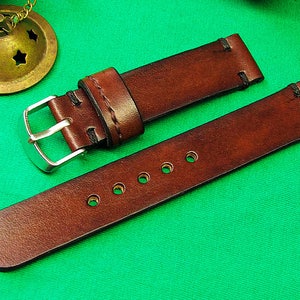 Handmade Brown Itallian vegetable tanned Chromexcel Leather Watch Strap 18mm, 20mm, 22mm, 24mm, Watch Strap Leather, Watch band, 045 image 2