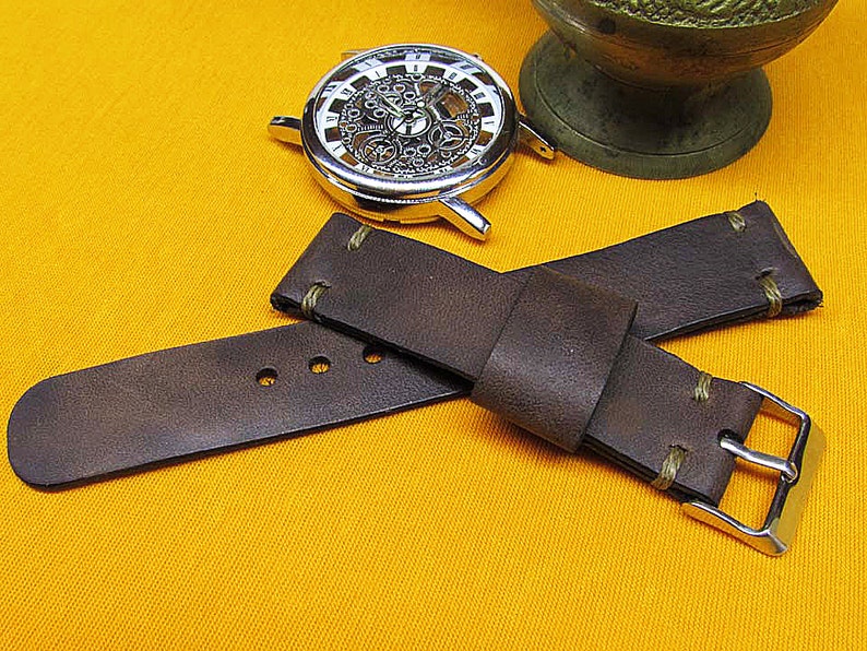 Handmade Watch Strap With Distressed Leather 18mm 20mm 22mm Etsy