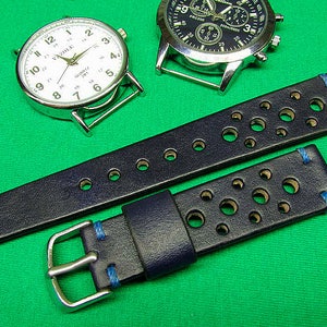 Handmade Dark blue Chromexcel Leather Rally Watch Strap 18mm, 20mm, 22mm, 24mm, Leather watch strap, Watch Strap Leather, Watch band, 058