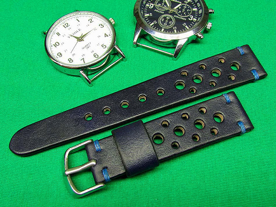 Handmade Dark blue Chromexcel Leather Rally Watch Strap 18mm, 20mm, 22mm, 24mm, Leather watch strap, Watch Strap Leather, Watch band, 058