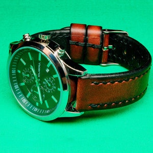 Handmade Leather watch strap with Brown Chromexcel Leather, Watch Strap, 18mm, 20mm, 22mm, 19mm, 21mm, 24mm, Watch Strap Leather,119