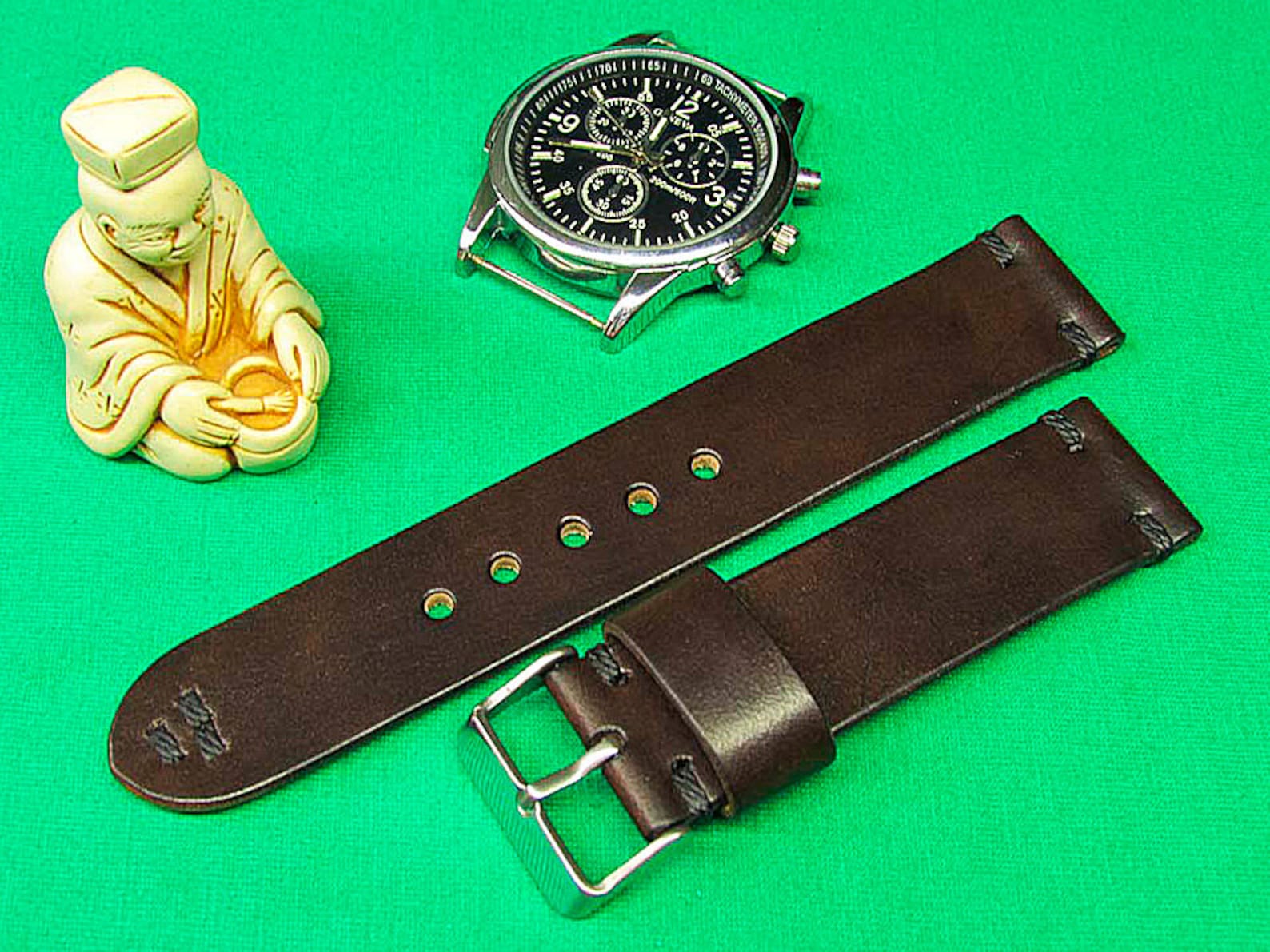 Handmade Watch Strap Dark Brown Chromexcel Leather 24mm Etsy