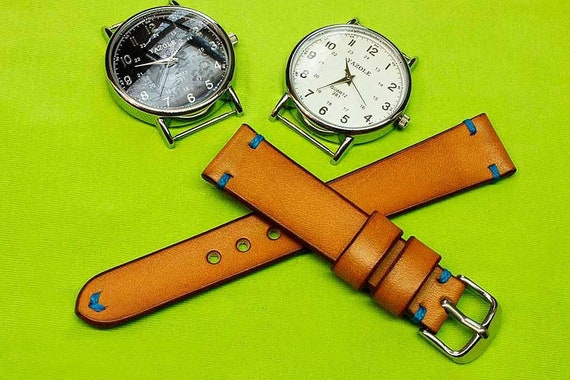 Handmade Watch Strap Brown foxy Chromexcel Leather: 18mm-24mm, Watch Band, Vegetable Tanned, 095